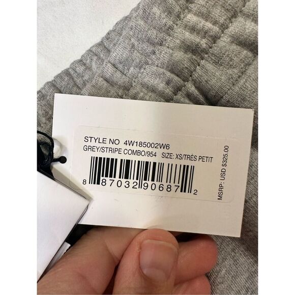 T by Alexander Wang Pull-on Stripped Combo Skirt Heathered Grey Poplin Hem Size - Picture 11 of 11